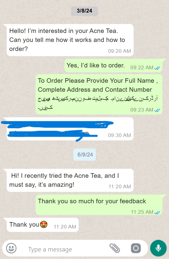 Acne-Whatsap Feedback