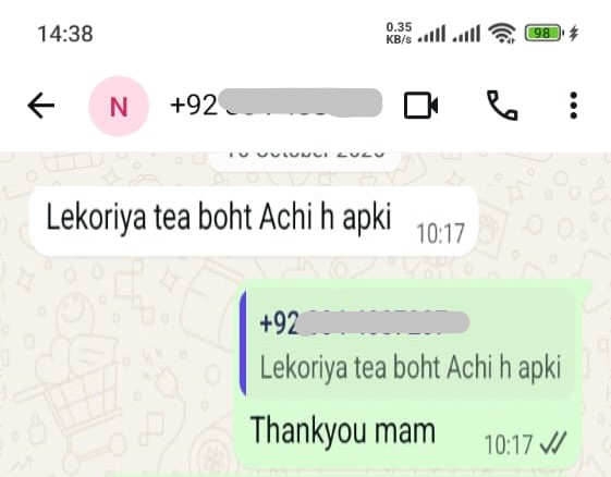 Lecouria tea WhatsApp review 1