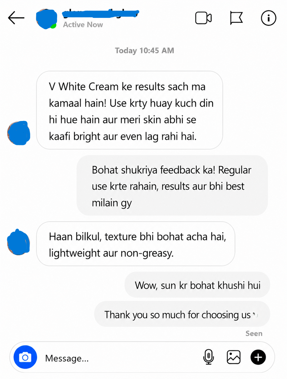 v-white cream results
