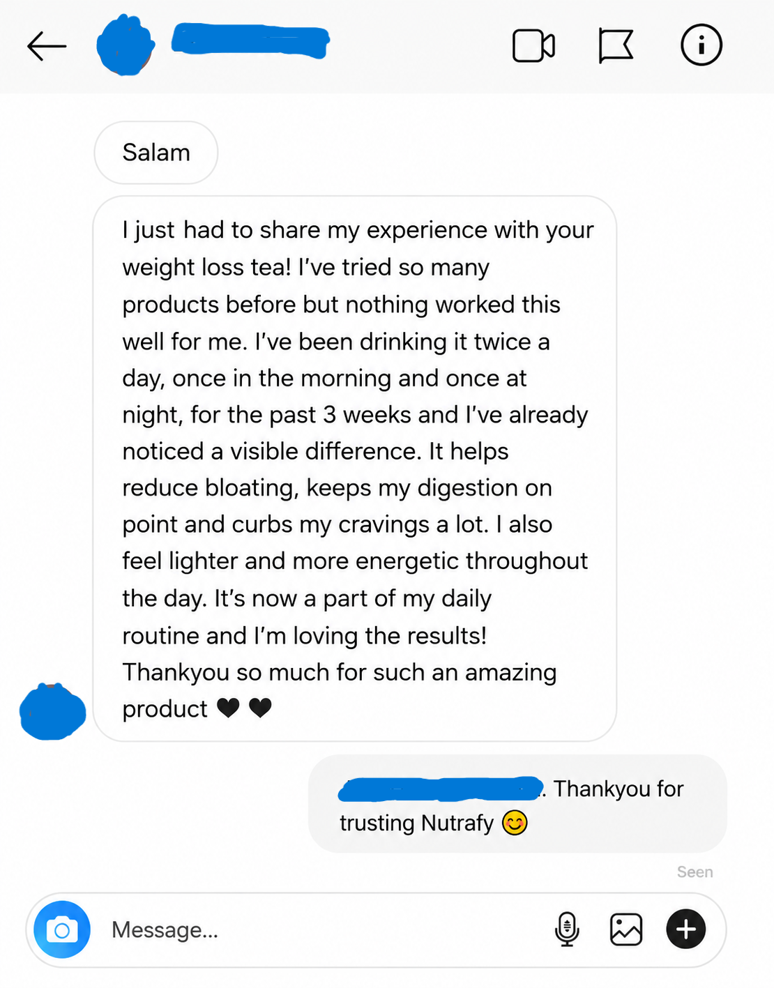 weight loss tea result