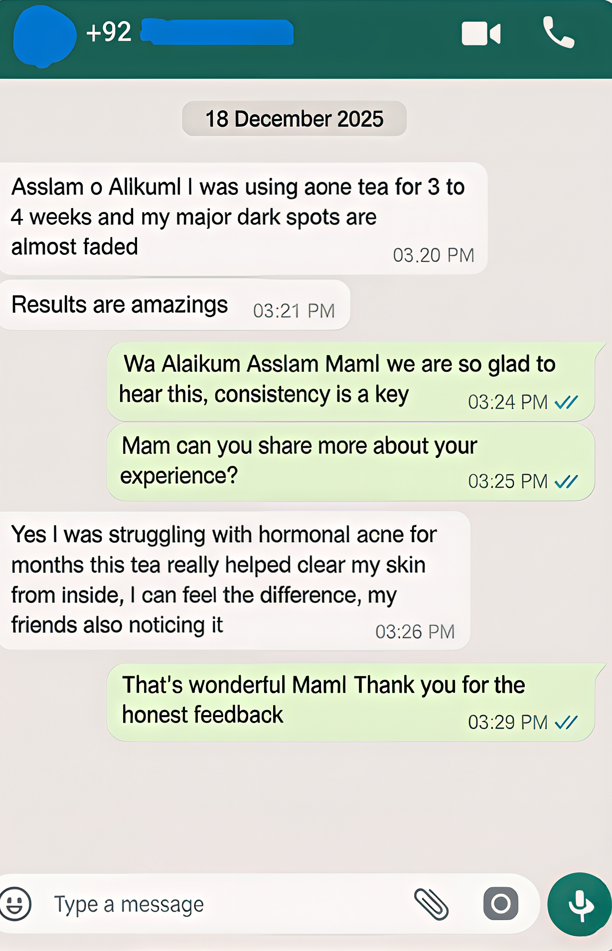 Acne Tea results